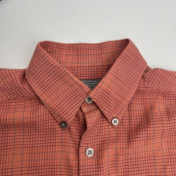 Talbots Men Long Sleeve Button Up Orange Shirt Size Large - Picture 3 of 11